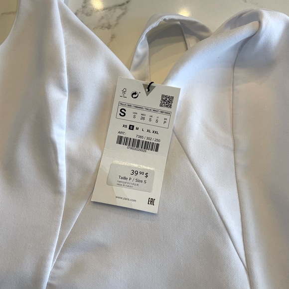 NWT ZARA White Mini Dress - Picture 4 of 5